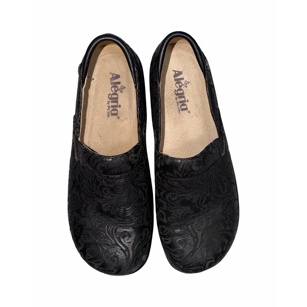 Alegria Women's Keli KEL-431 Black Embossed Paisley Shoe EU 39 comfort clogs